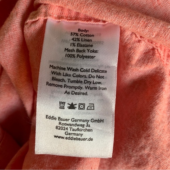 Eddie Bauer Pink Vented Long Sleeve Shirt Button-Down Women's Sz M Cotton Linen - Picture 6 of 8
